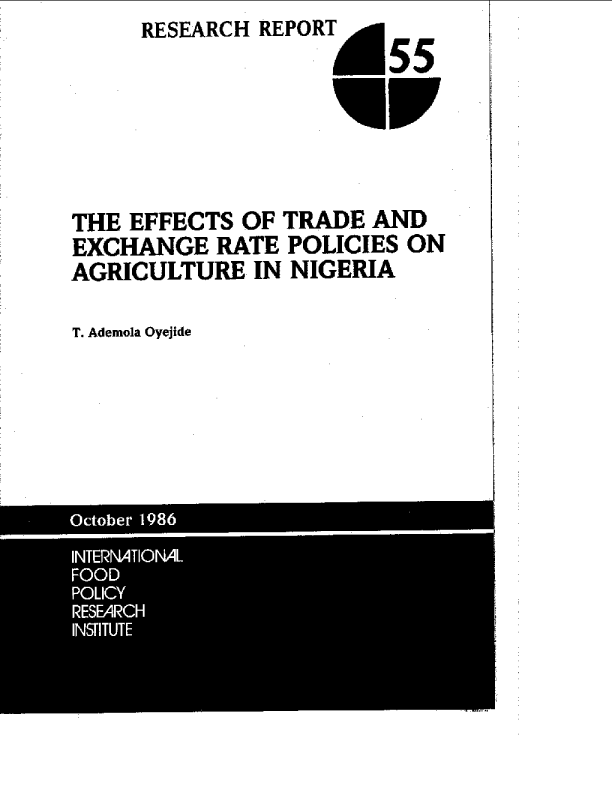 The effects of trade and exchange rate policies on agriculture in Nigeria.