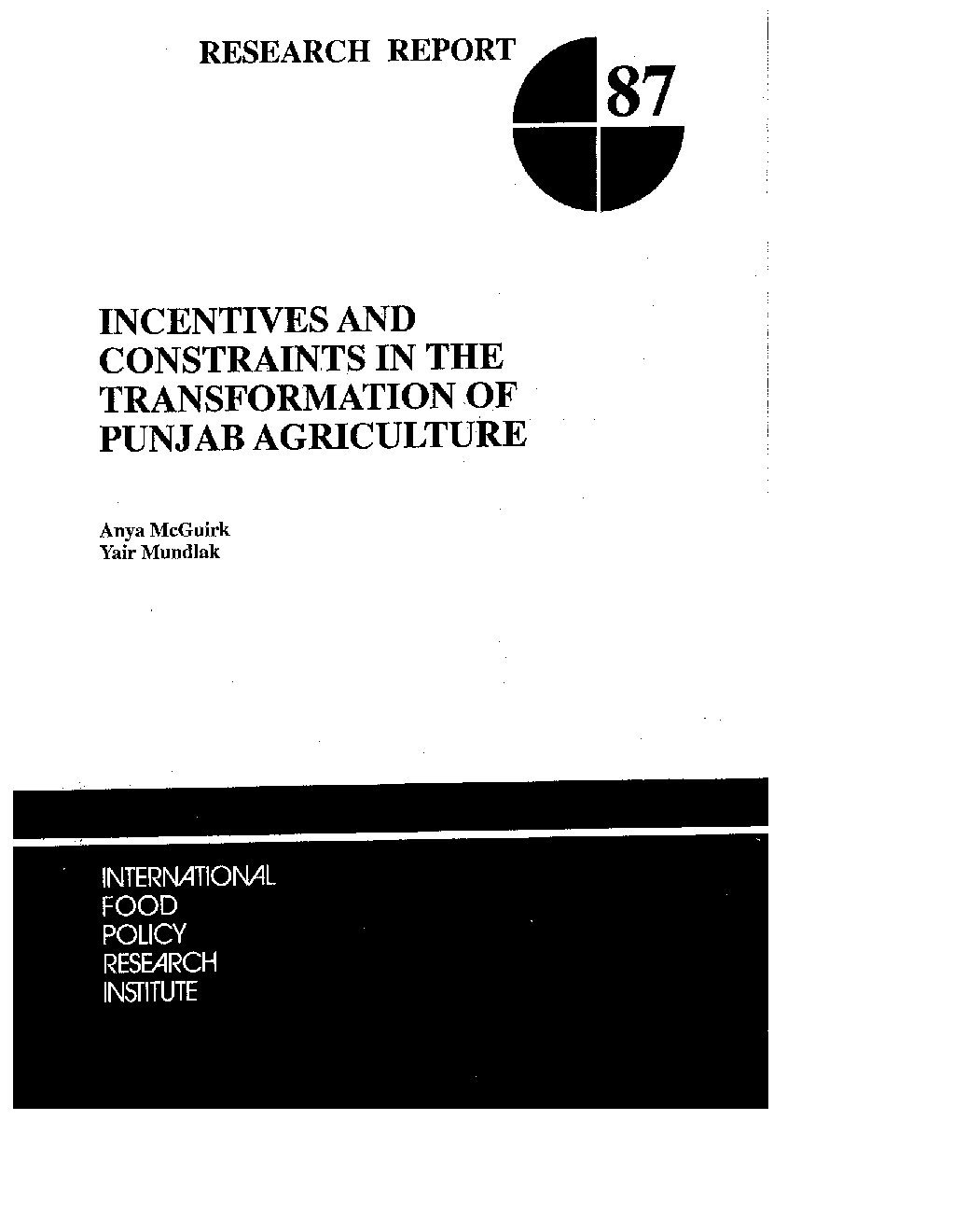 Incentives and constraints in the transformation of punjab agriculture
