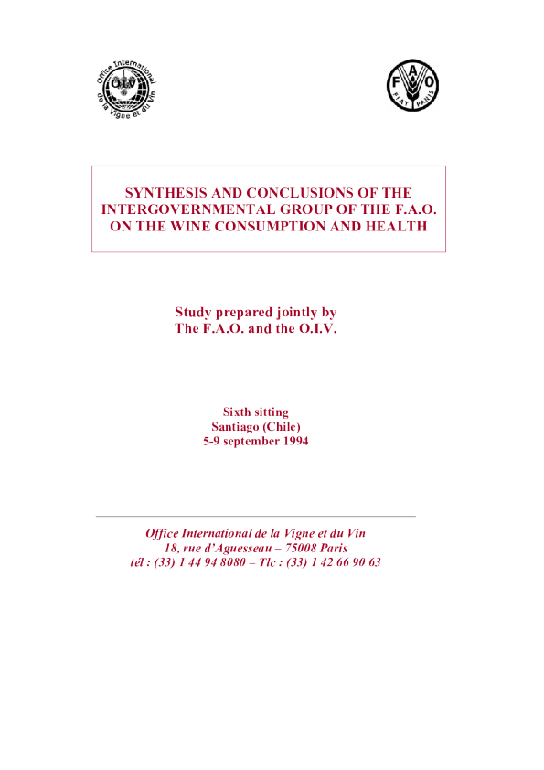 Wine consumption and health - Intergovernmental FAO Group