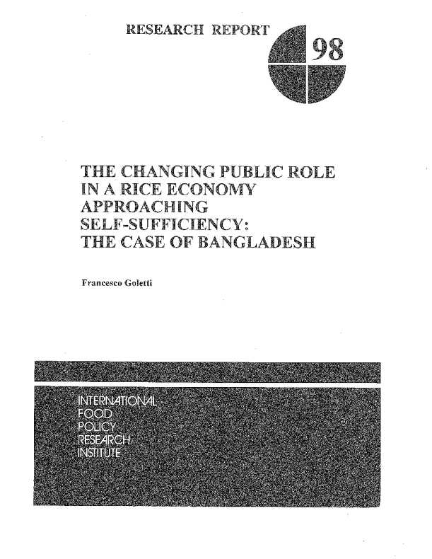 The changing public role in a rice economy approaching self-sufficiency