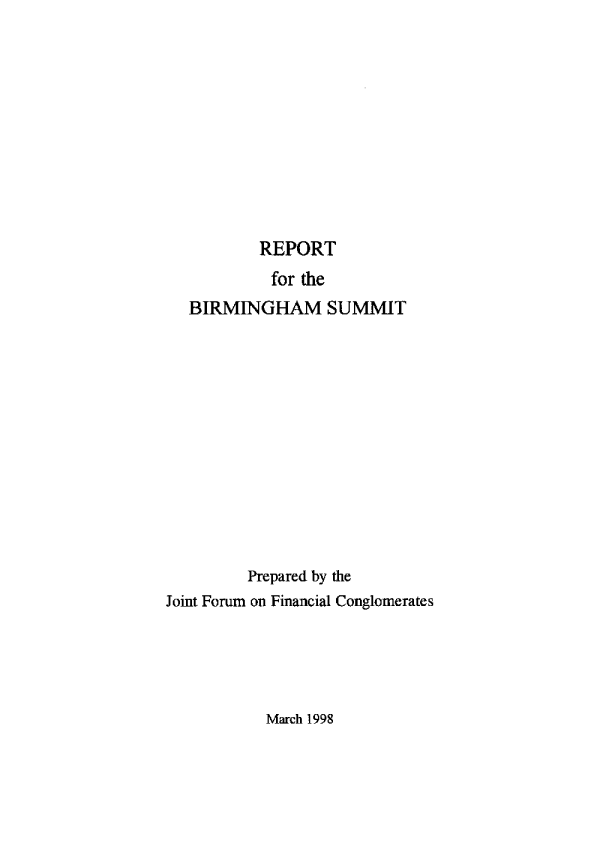 Report for the Birmingham Summit 