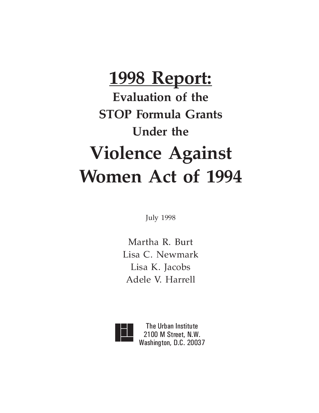 Evaluation of the STOP Formula Grants to Combat Violence Against Women