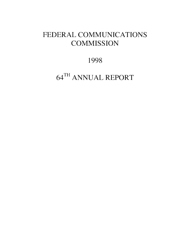 64th Annual Report to Congress (1998)
