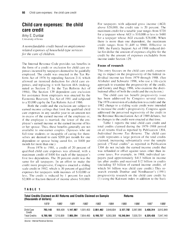 Child Care Expenses The Child Care Credit From The Encyclopedia of