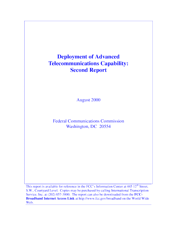 Second Broadband Progress Report