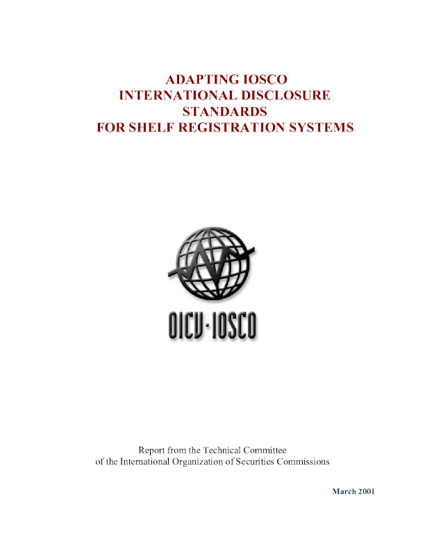 Adapting IOSCO International Disclosure Standards for Shelf