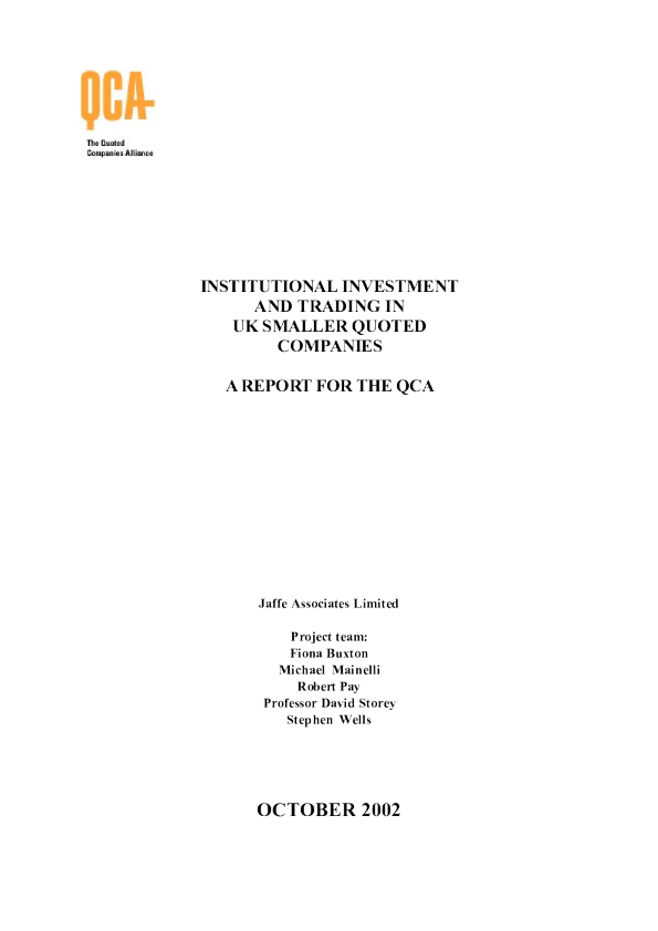英国小型上市公司的机构投资和交易