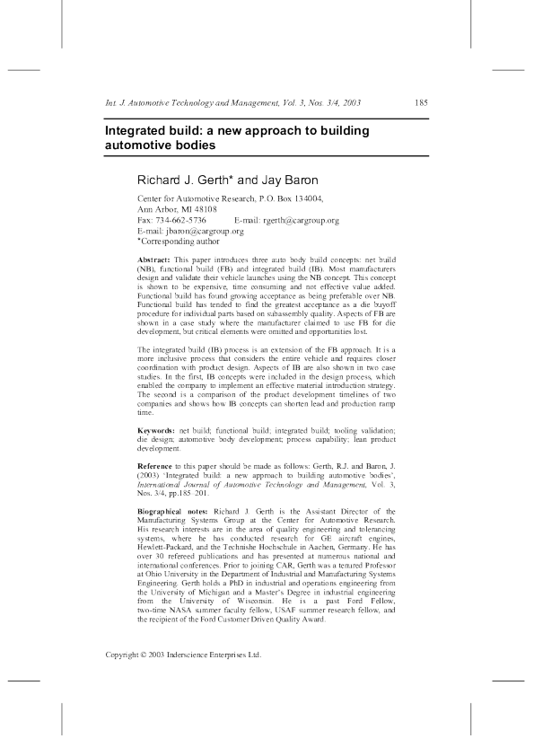 集成建造：汽车车身制造的新方法