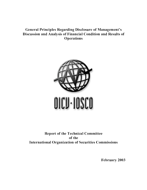 General Principles Regarding Disclosure of Management's Discussion and Analysis of Financial Condition and Results of Operations