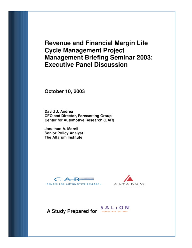 收入和财务利润生命周期管理项目管理简报研讨会 2003：执行小组讨论