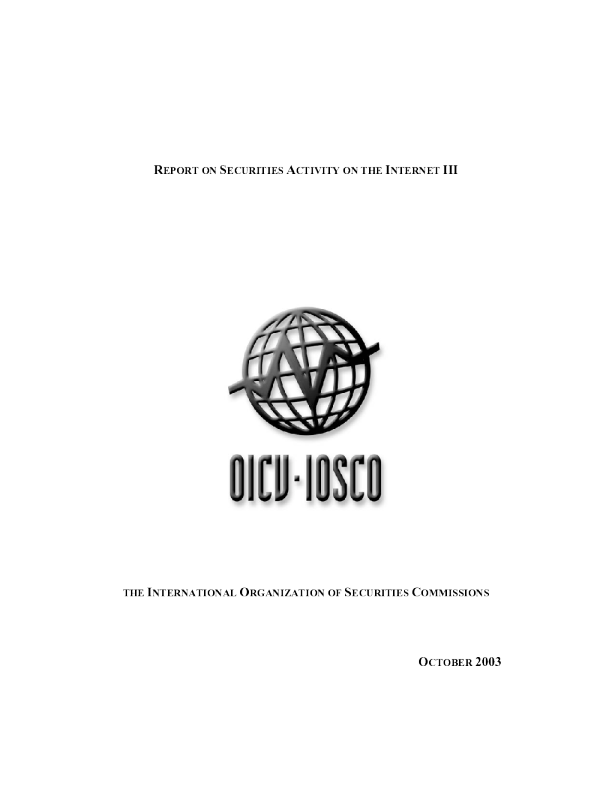 Report On Securities Activity On The Internet III