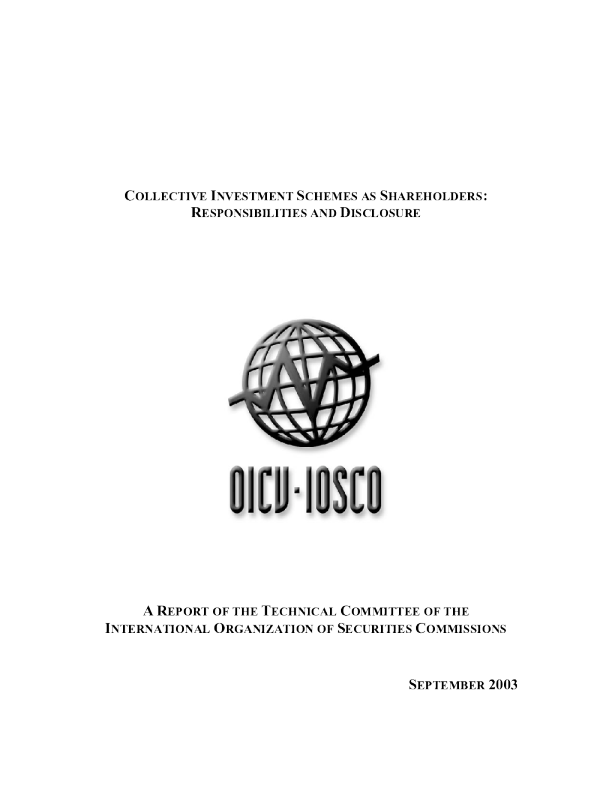 Collective Investment Schemes As Shareholders: Responsibilities And Disclosure