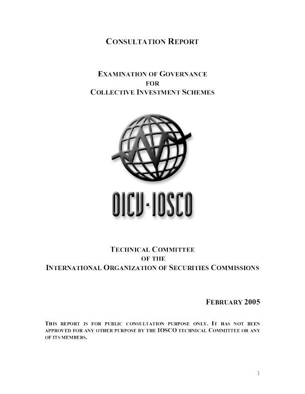 Examination Of Governance For Collective Investment Schemes