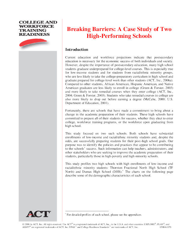 Breaking Barriers A Case Study of Two HighPerforming Schools