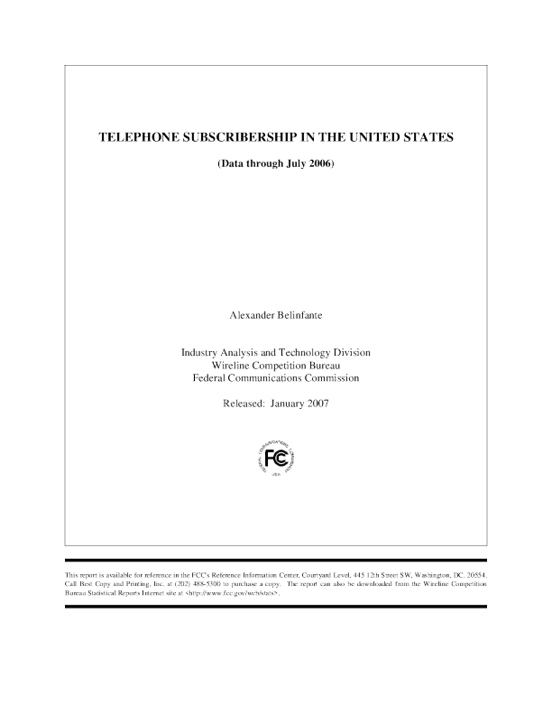 Telephone Subscribership Report (through July 2006)