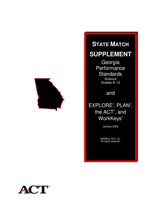 Georgia State Match Supplement - Science Performance Standards