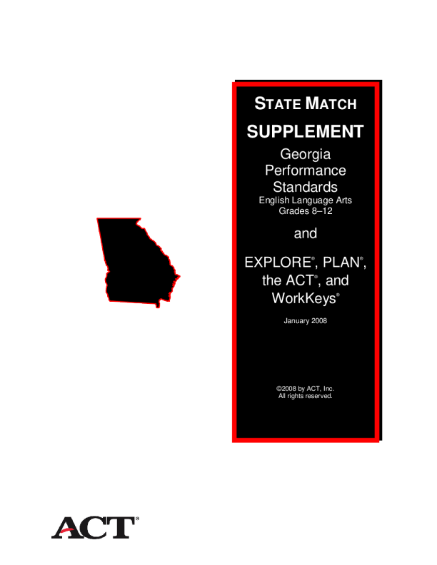 Georgia State Match Supplement - ELA Performance Standards