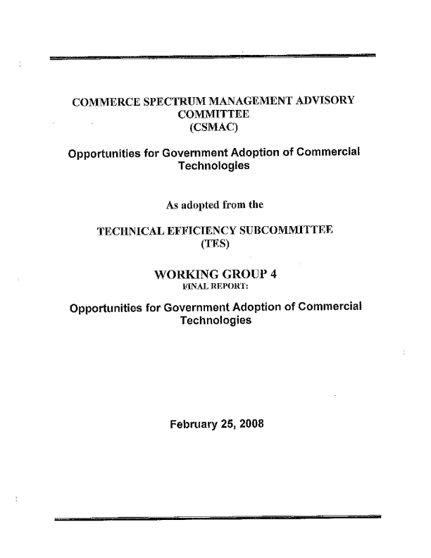 Opportunities for Government Adoption of Commercial Technologies