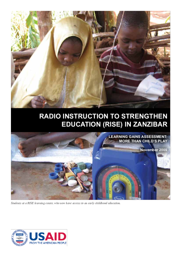 Early Childhood Education in Zanzibar: Learning Gains Assessment