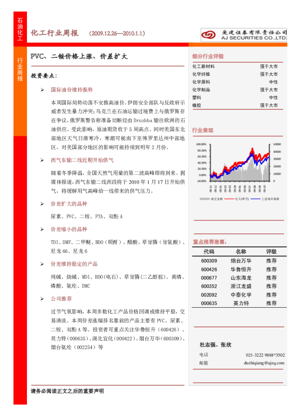 化工行业周报：pvc、二铵价格上涨、价差扩大