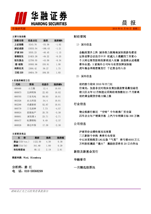 华融证券每日晨报