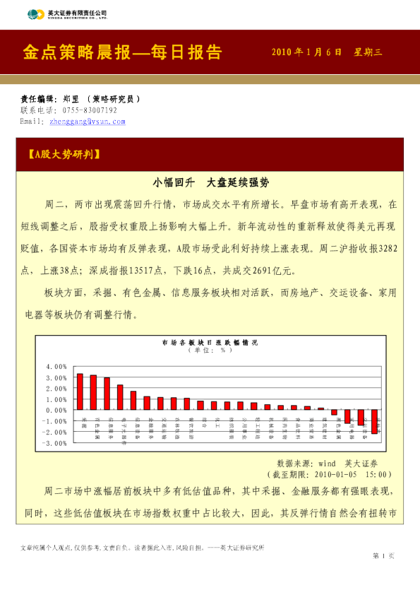 英大证券金点策略晨报