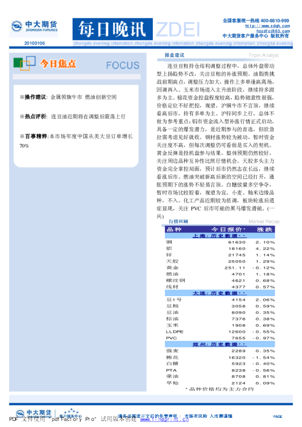 中大期货每日晚讯
