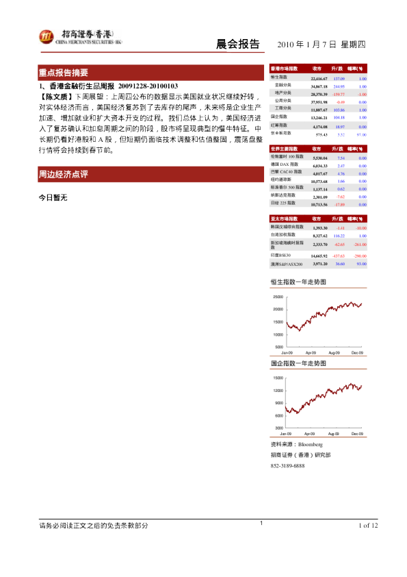 招商证券香港晨会报告