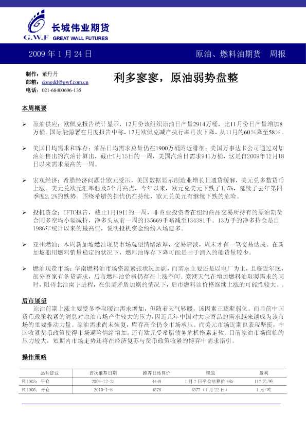 原油、燃料油期货