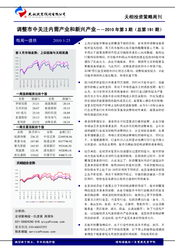 调整市中关注内需产业和新兴产业