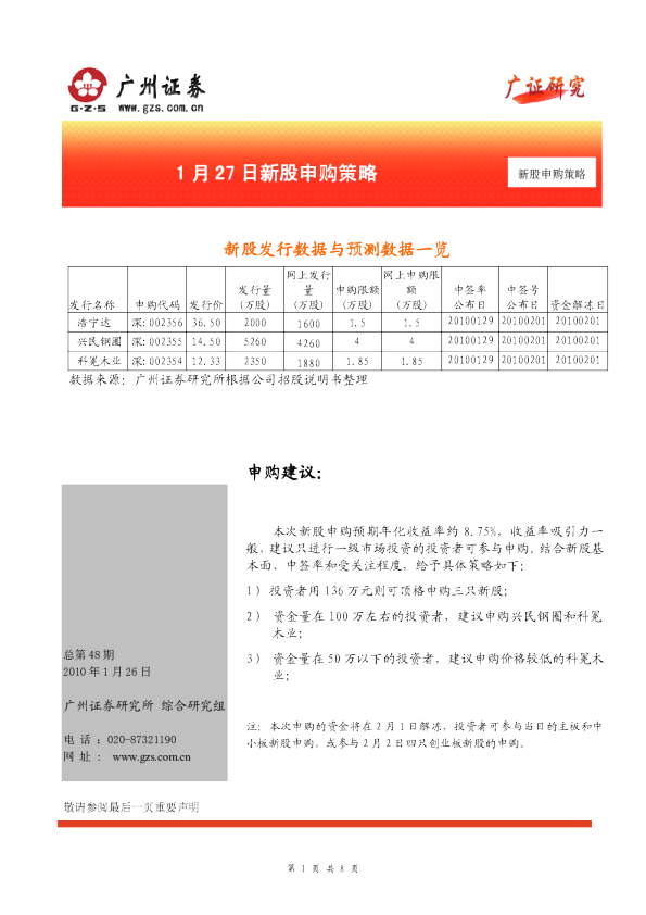 1月27日新股申购策略