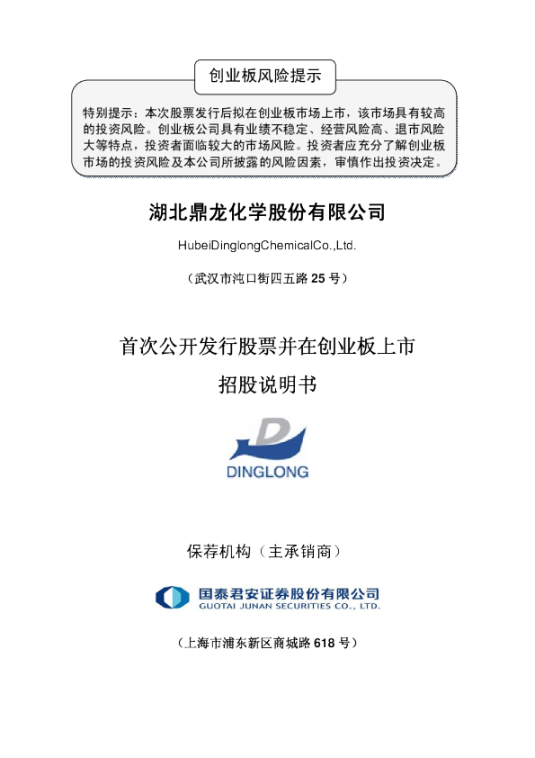 鼎龙股份：首次公开发行股票并在创业板上市招股说明书