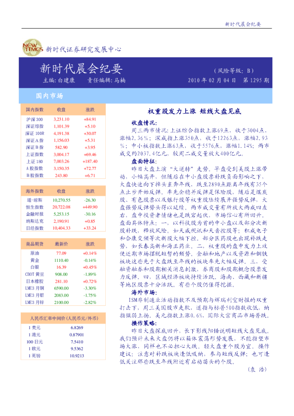 新时代晨会纪要