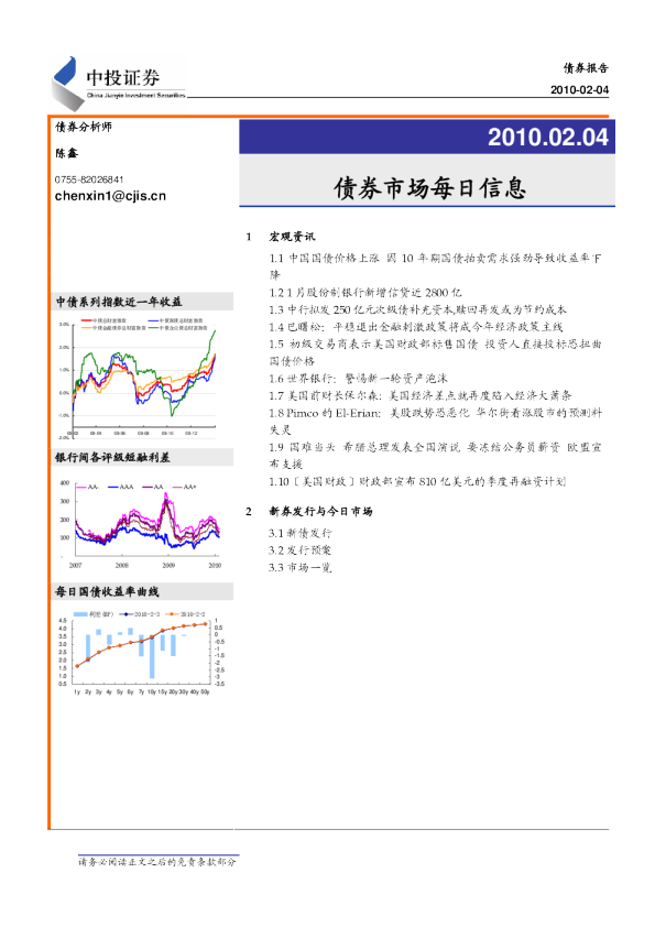 债券市场每日信息