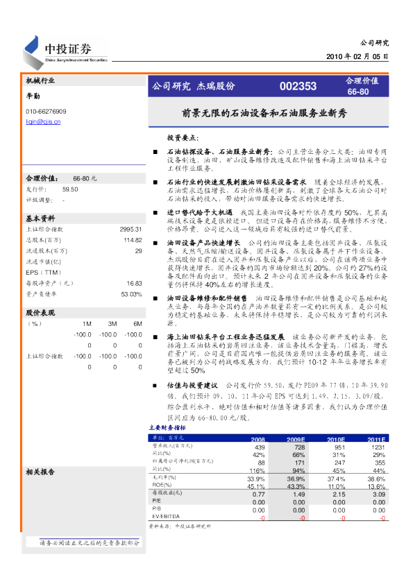 前景无限的石油设备和石油服务业新秀