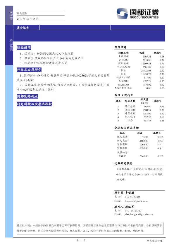 国都证券研究所晨报