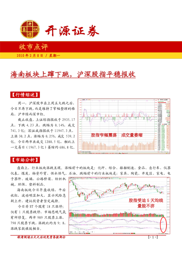 开源证券收市点评