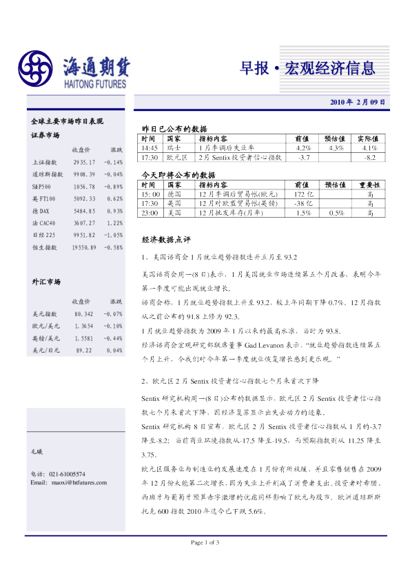 海通期货宏观经济信息