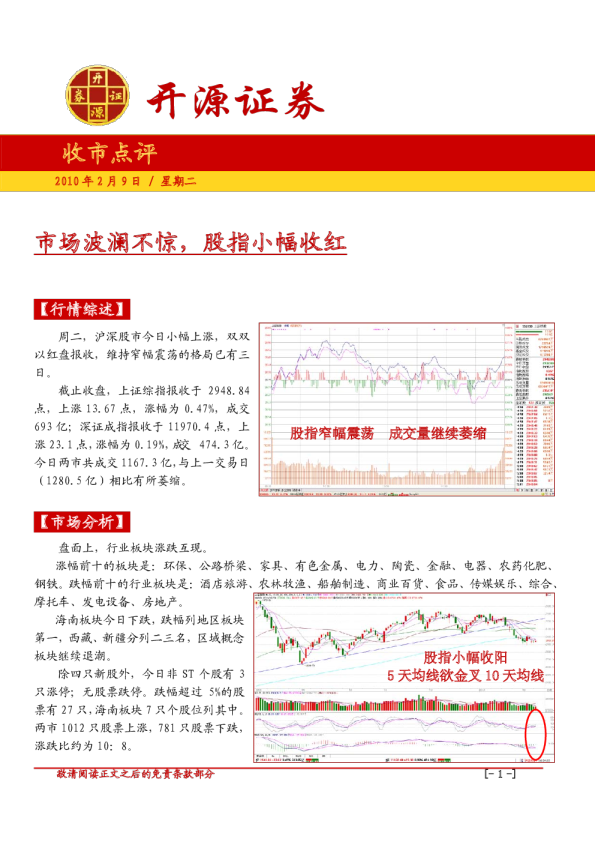 开源证券收市点评
