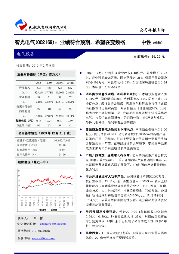 业绩符合预期，希望在变频器