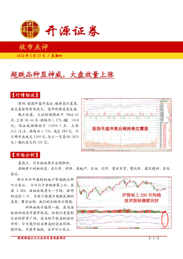 开源证券收市点评