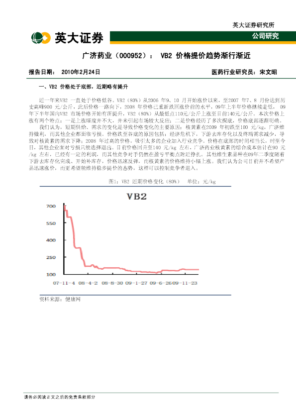 VB2价格提价趋势渐行渐近