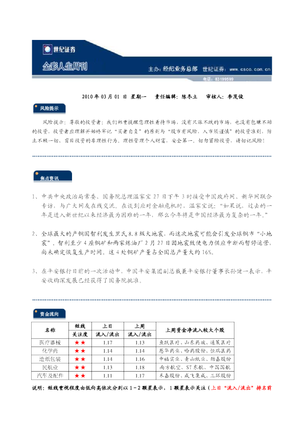 世纪证券金彩人生周刊