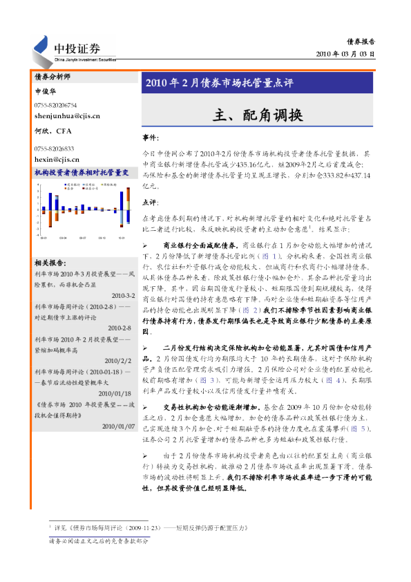 2010年2月债券市场托管量点评：主、配角调换