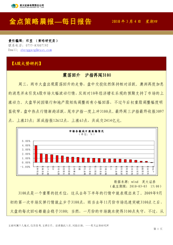英大证券金点策略晨报