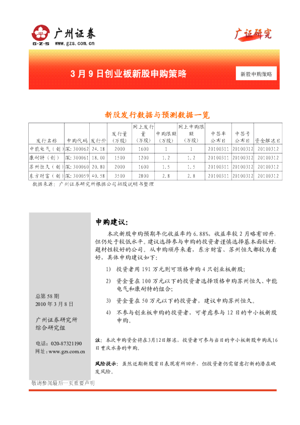 3月9日创业板新股申购策略