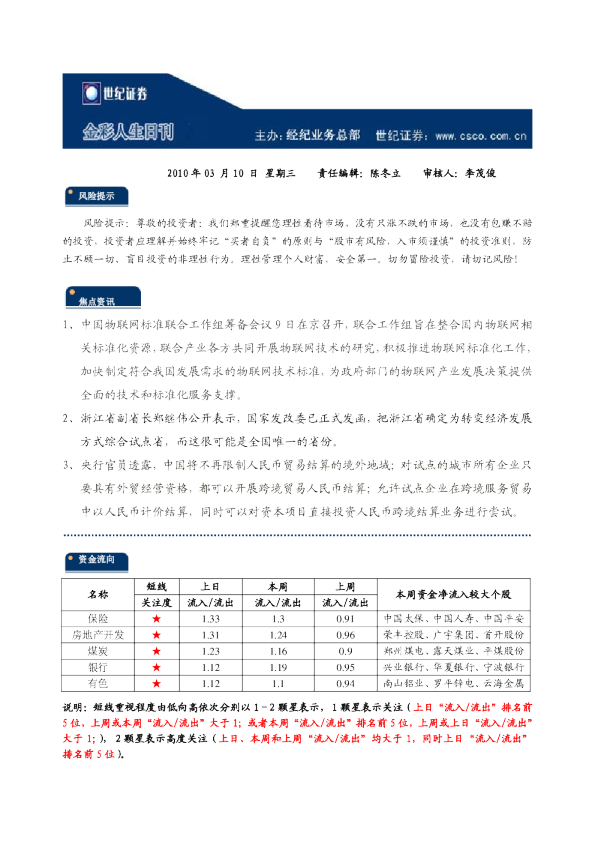 世纪证券金彩人生日刊