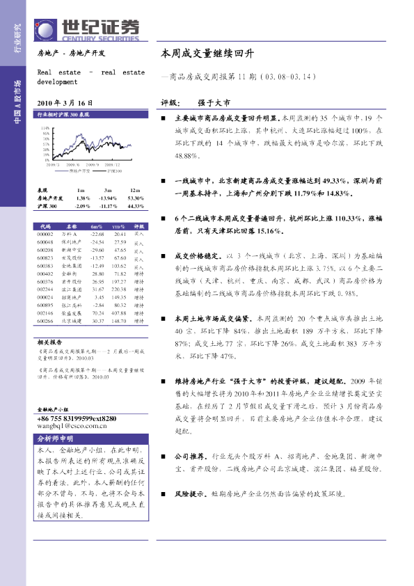 商品房成交周报第11期：本周成交量继续回升