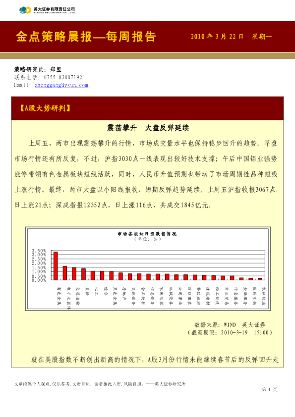 英大证券金点策略晨报