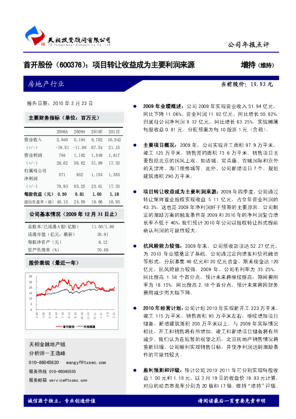 项目转让收益成为主要利润来源